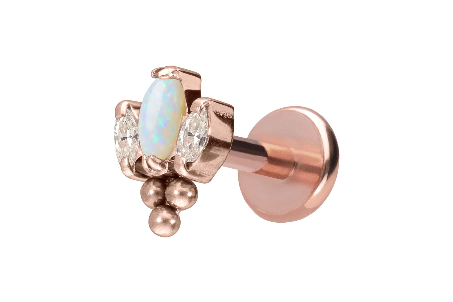 Titan Labret Piercing mit Push Fit LOTUSBLÜTE + 3 KUGELN